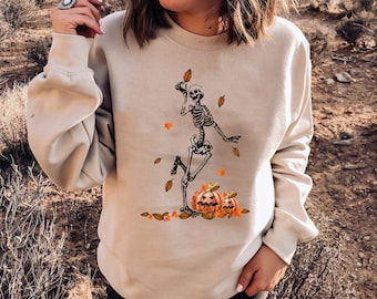 Moletom e capuz de esqueleto dançante, moletom engraçado de esqueleto de Halloween, moletom de festa de Halloween, moletom com capuz de fantasia de Halloween
