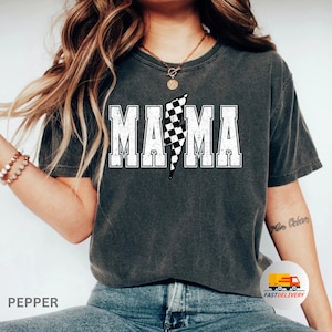 Comfort Colors® Retro Checkered Mama Shirt Mothers Day Gift From Daughter for Mom, Mama Tshirt For Birthday For Her, baby shower gift