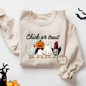 Halloween Sweatshirt, Halloween Chicken Sweatshirt, Halloween Chick or Treat Funny Chicken Shirt, Ghost Chicken Shirt, Chicken Lovers Shirt