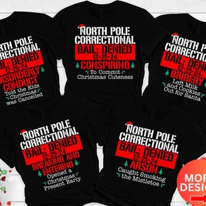 Passende Familien-Weihnachts-T-Shirts, Nordpol-Korrektur, lustige Gruppe-Weihnachtst-T-Shirts, Feiertags-T-Shirts, Weihnachtsfest-Mama-Vater scherzt T-Shirts
