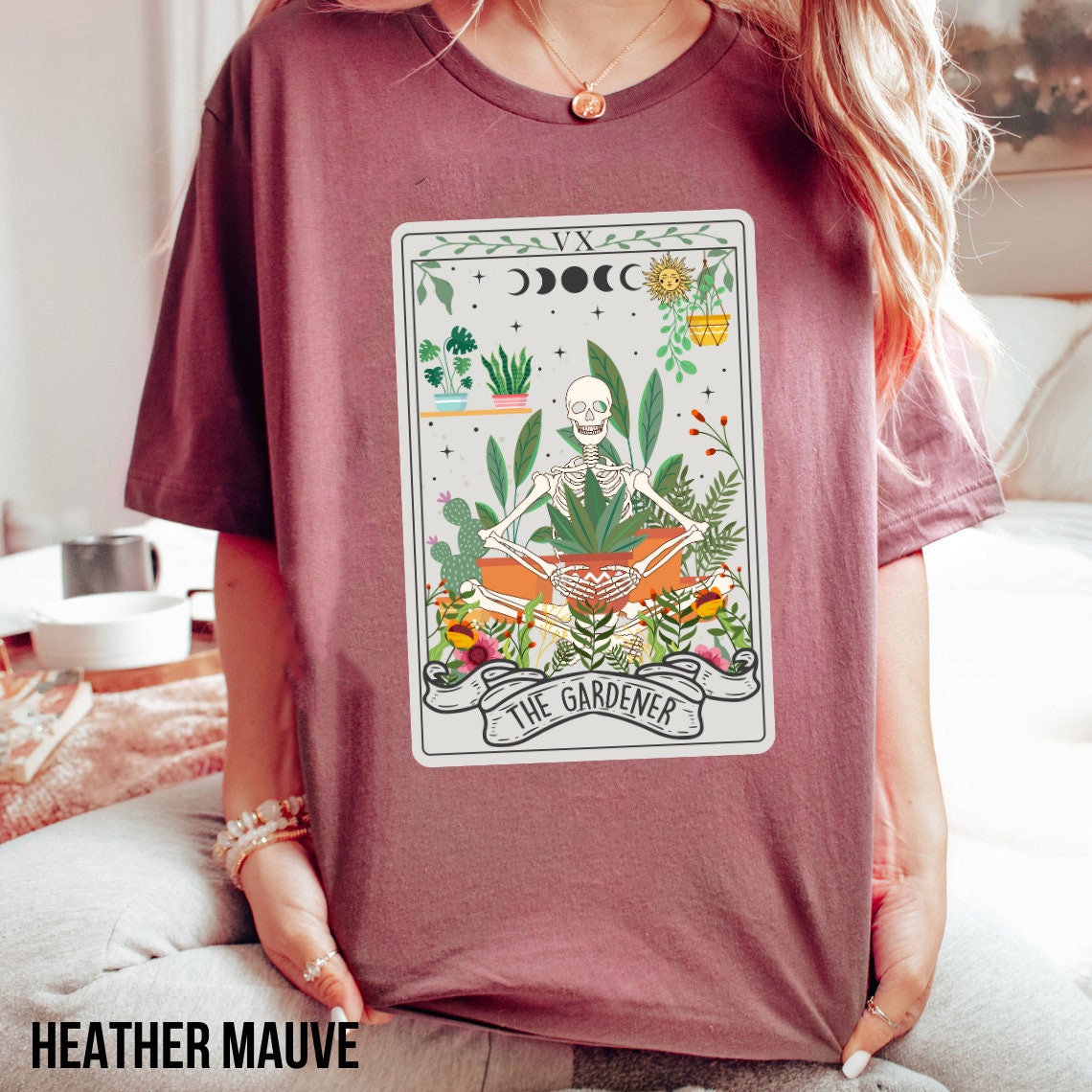 トップス bby Gardener Skeleton Shirt, Plant Lover Tarot Card T-shirt