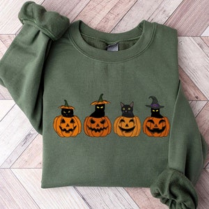 Herbst Sweatshirt, Katze Sweatshirt, Thanksgiving Pullover, coole Herbst Katze Shirt, Katzenliebhaber Tshirt, schwarze Katze Shirt