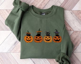 Cat halloween sweatshirt, ghost cat shirt, Halloween Sweater, Halloween Cat Shirt, Cat Lover Shirt, Black Cat Shirt, Spooky Season