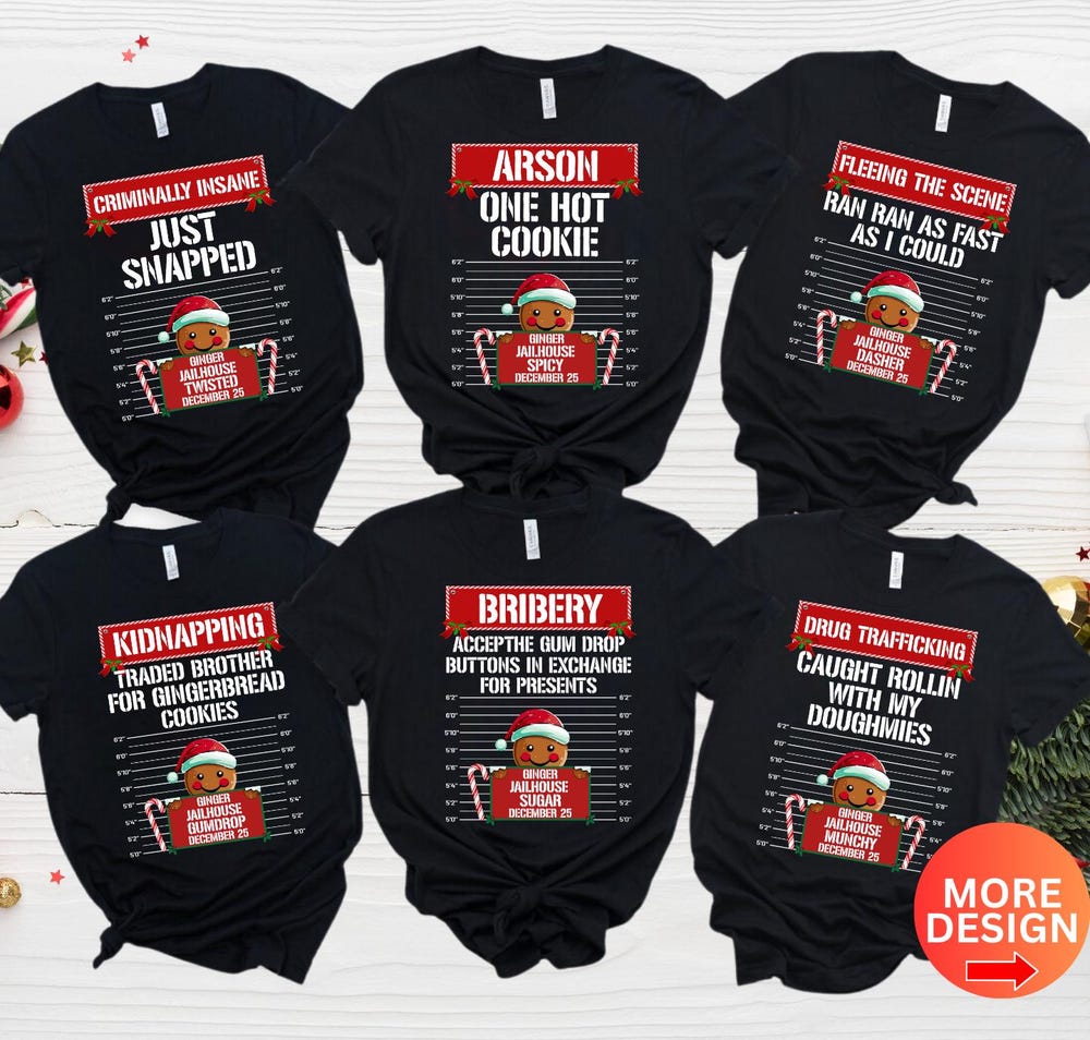 Christmas Shirt Family Christmas Shirt, Group Matching Family Christmas Shirts, Funny Gingerbread Inmate Christmas Party Tees, Matching Christmas Outfits North Pole