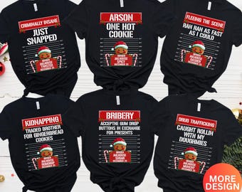 Family Christmas Shirt, Group Matching Family Christmas Shirts, Funny Gingerbread Inmate Christmas Party Tees, Matching Christmas outfits