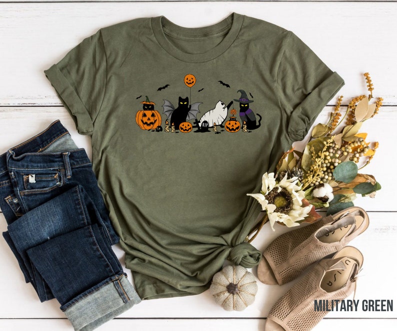 Cat halloween sweatshirt, ghost cat shirt, Halloween Sweater, Halloween Cat Shirt, Cat Lover Shirt, Black Cat Shirt, Spooky Season image 7
