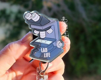 Lab Life Microscope Badge Reel: Heavy Duty, Interchangeable Lanyard