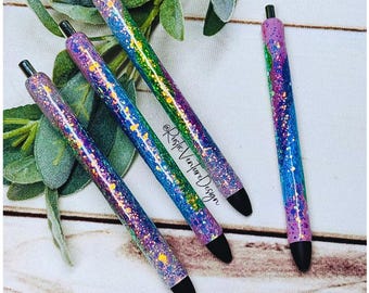 Rainbow Glitter Resin Gel Pen: Personalized Refillable Pen