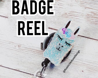 Llama Badge Reel, Nurse badge reel, animal badge reel, medical badge reel, retractable badge reel, ID Holder, Interchangeable, Lanyard