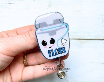 Floss Badge Reel: Interchangeable Dental Hygienist Gift