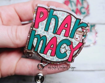 Pharmacy Badge Reel: Interchangeable Topper, Pharmacist Gift