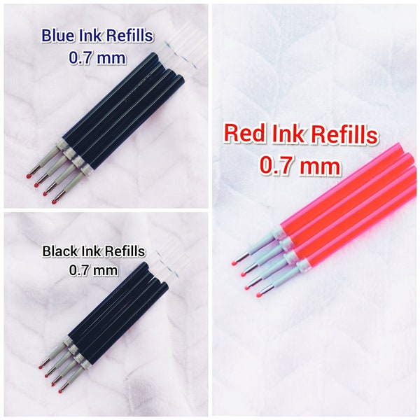 Gel Pen Refills 0.7 mm medium point, Glitter pen, office accessories, blue ink refills, black ink refills, red ink refills, retractable pen