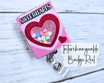 Sweetheart Shaker Valentine Badge Reel, Interactive Badge Reel