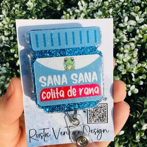Carrete de insignia con purpurina Sana Sana Colita de Rana, carrete de insignia divertido, humor, regalo de enfermera, regalo médico