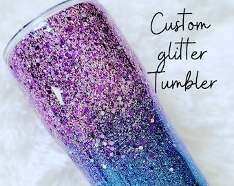 Personalized Glitter Tumbler with Straw: Custom Stainless Steel Cup