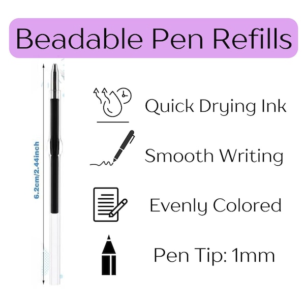 Bead Pen refills, ball point refills, office accessories, blue ink refills, black ink refills, red ink refills, retractable pen