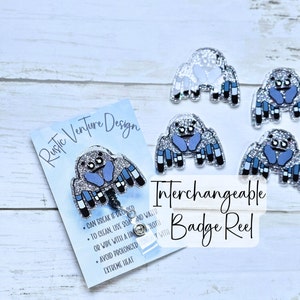 Jumping Spider Badge Reel: Interchangeable ID Badge Accessory