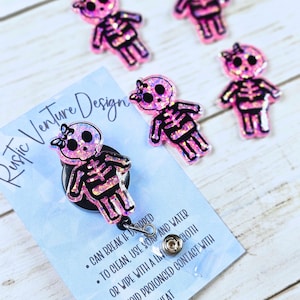 Cute Girl Skeleton Badge Reel, Xray Badge Reel