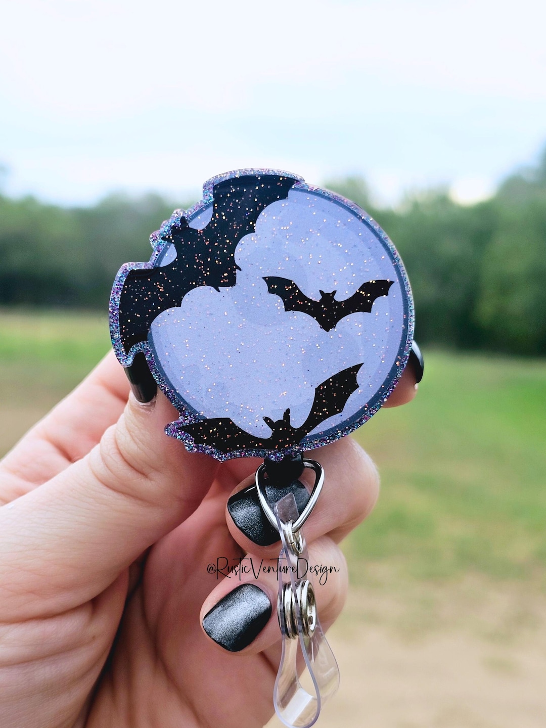 "Feels Like A Full Moon" Glitter Badge Reel - Retractable ID Holder With Alligator Clip, Fun Nurse Doctor Gift - View #6