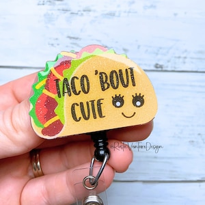 Glitter Taco Badge Reel: Retractable ID Holder for Nurses & Teachers