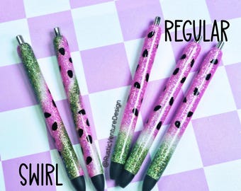 Watermelon Glitter Gel Pen Retractable Refillable Medium Point Nurse Teacher Gift