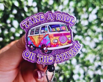 Retro Van Badge Reel, Pharmacy Humor ID Holder, Retractable Nurse Clip