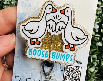 Goose Bumps Badge Reel, Funny ID Holder