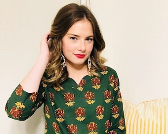 Cotton shirt Cotton Short Kurti 100% pure cotton fabric with beautiful prints from India