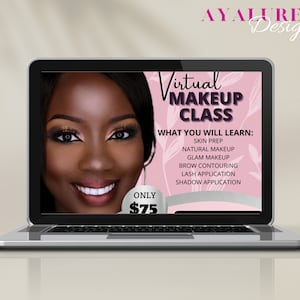Ulotka do wirtualnego kursu makijażu: Szablon DIY Beauty (Canva)