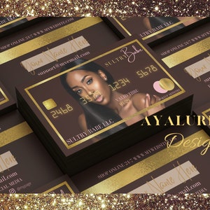 Brown and Gold Business Card,Credit Card Business Card, Contact Cards, DIY Canva Template,