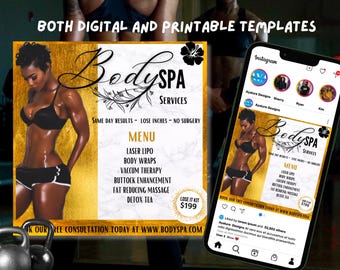 Body Contouring Social Media Templates: Body Spa Instagram Posts (Digital Download)