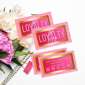 Cartão de fidelidade Pink Rewards, modelo de desconto Canva DYI, modelo para pequenas empresas