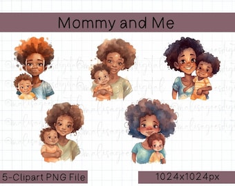 Black Mom Clipart, Black Mom PNG, Black Mom Art, Black Mom and Son Art, Black Mom and Daughter, Mother's Day Gift, Mothers Day, Black Moms