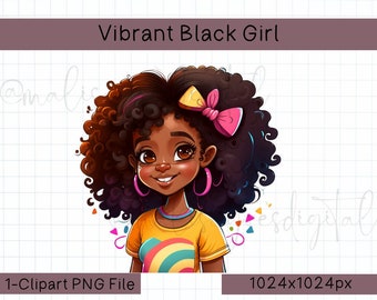 Black Girl Magic PNG, Black Girl Clipart Black Girl Wall Art Black Kids PNG, Black Kids Clipart, Black Kids, Black Kids Art, Cute Black Girl