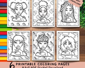 Black Girl Coloring Page|Black Women Clipart|Black Girl Clipart|Black Women Coloring Page|KDP Coloring Book Interior|Digital Download