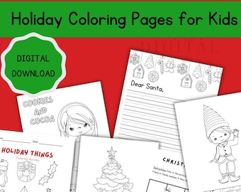 20 Disegni da colorare di Natale/Stampabili/ Giochi di Natale/ Attività natalizie/Disegni da colorare stampabili/Grafico da colorare di Babbo Natale/