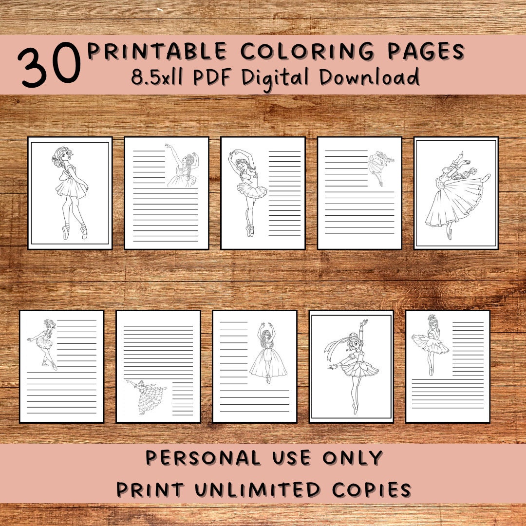 Printable Ballerina Coloring Pages Ballerina Printable Stationery ...