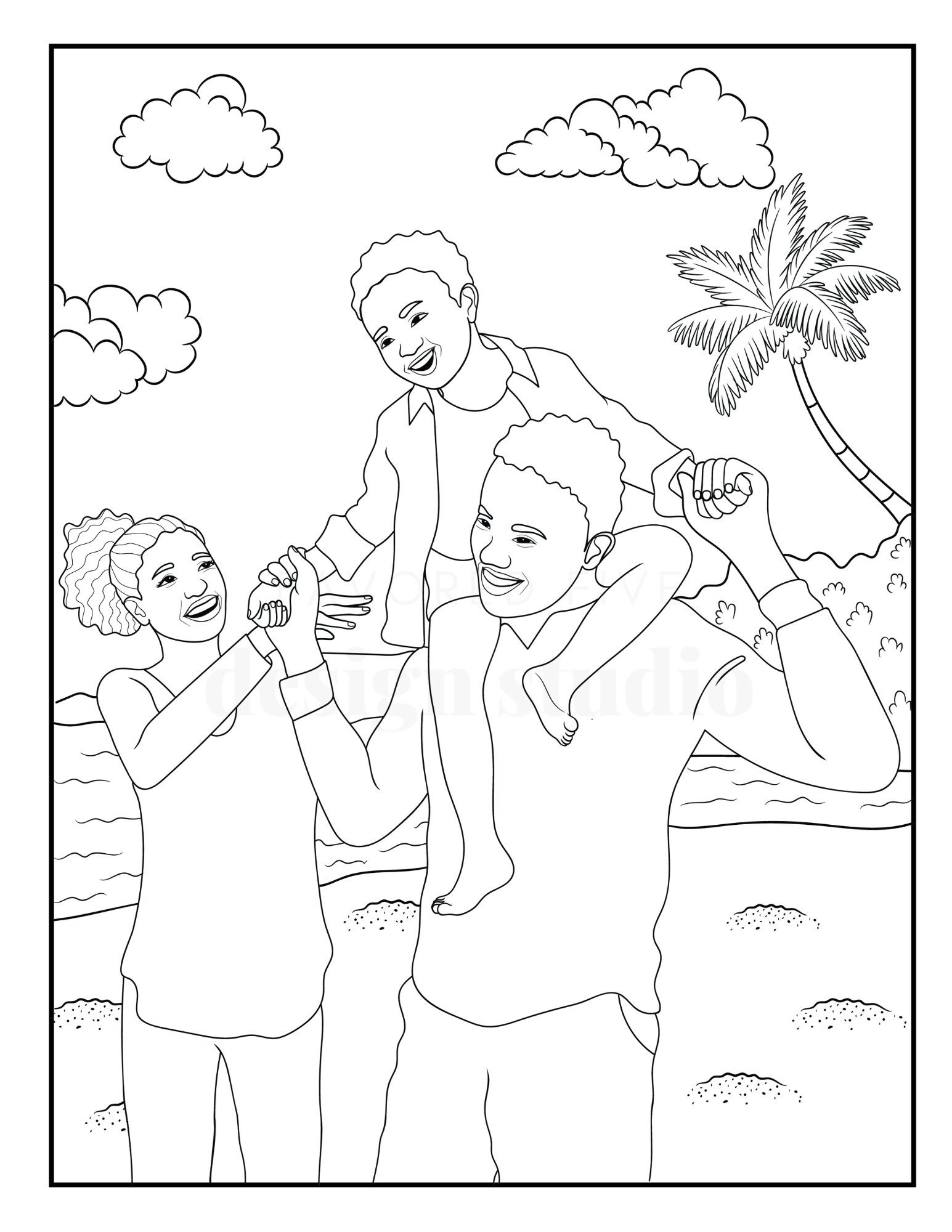 10 Black Family Art Coloring Pages KDP Coloring Book Etsy