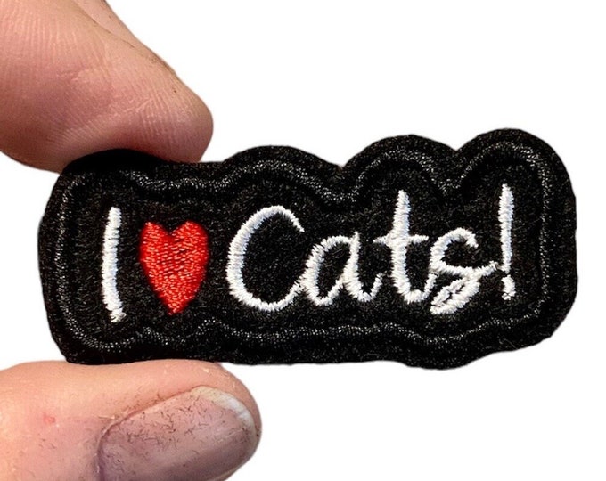 I love Cats! Embroidered Iron-On Patch