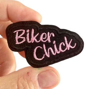 Biker Chick Embroidered Iron-On Patch - Support your favorite Cheerleader!