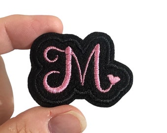 Single Initial Mongram with Heart - Iron-on/Sew-on - Embroidery Patch
