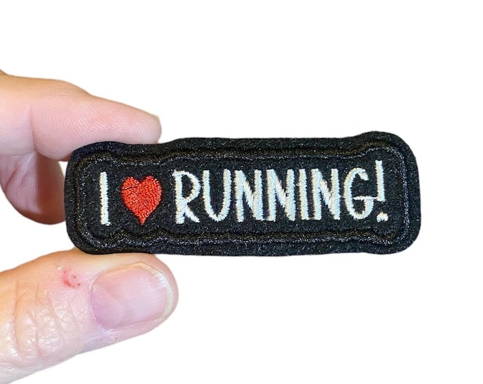 I love RUNNING! Embroidered Iron-On Patch