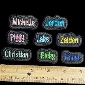 Iron On Name Patch: Custom Embroidered Bag Patch (7/8&quot; Tall)