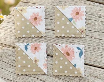 Shabby Chic Pink Daisy Floral Fabric Corner Bookmark, Cotton Page Separator