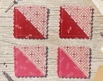 Shabby Chic Fabric Corner Bookmark, Pink and Red Cotton Book Accessory