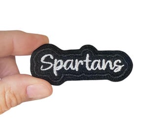 Spartans Embroidered Iron-On Patch: Team Spirit Wear (1.125" x 2.75")