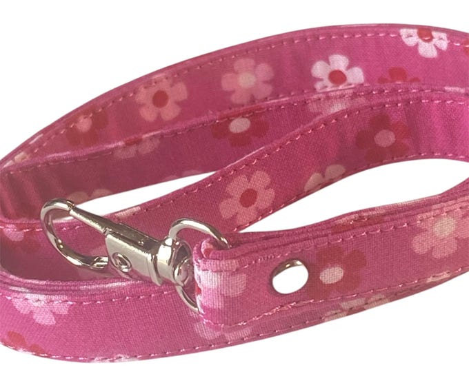 Handmade Pink Floral Cotton Lanyard: Retro Daisy ID Badge Holder, 18 Inch Neck Strap