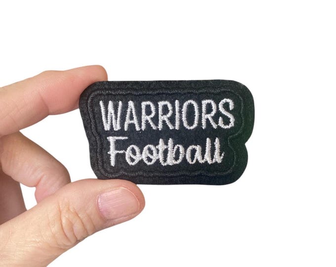 Warriors Football Iron On Patch – Embroidered Sports Patch for Jacket, Backpack, or Hat – Team Spirit Patch – Game Day Iron On