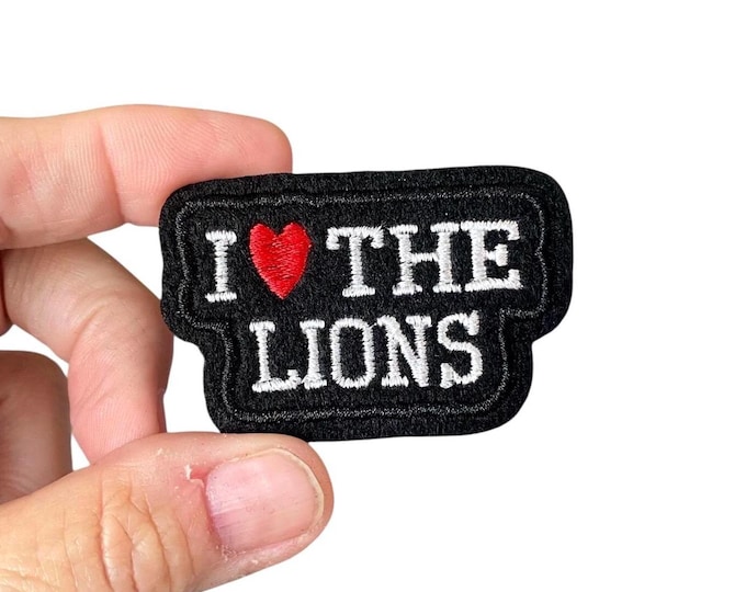 I Love the Lions Patch – Iron-On Embroidered Mascot Badge for School Spirit Fans