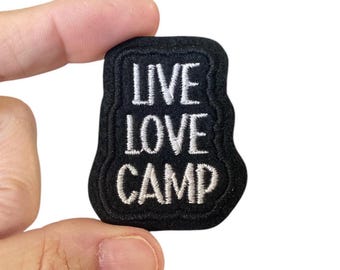 Live Love Camp Iron On Patch – Embroidered Camping Patch for Backpack or Jacket – Outdoor Patch – Campcore Patch – Glamping Gift
